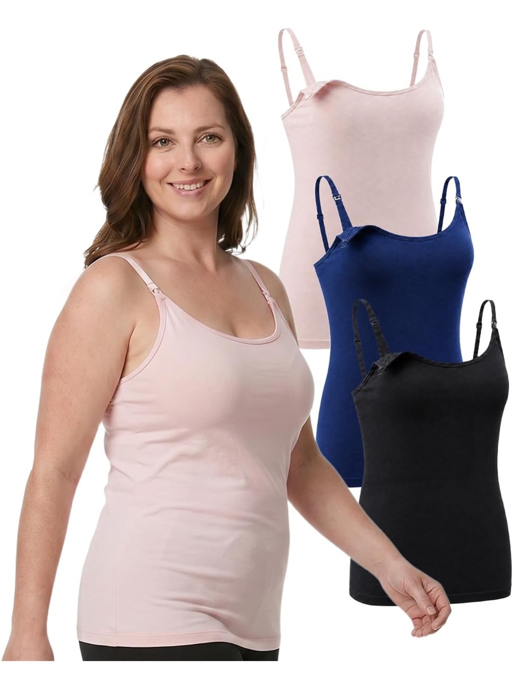 Everyday Nursing Cami 3-Pack — Pink, Navy & Black